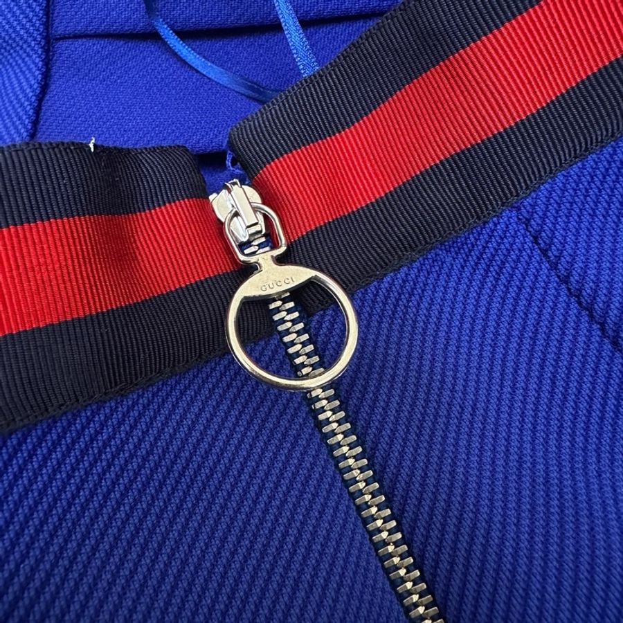 Gucci Royal Blue Skater Skirt with Red and Black Waistband-6