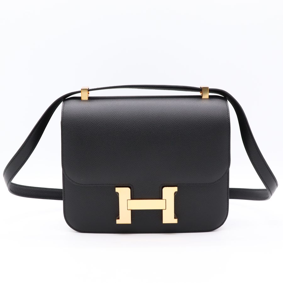 Hermès 愛馬仕 Constance 24 康康24 黑色 玫瑰金扣 Epsom牛皮 肩背包 斜背包 D刻-1
