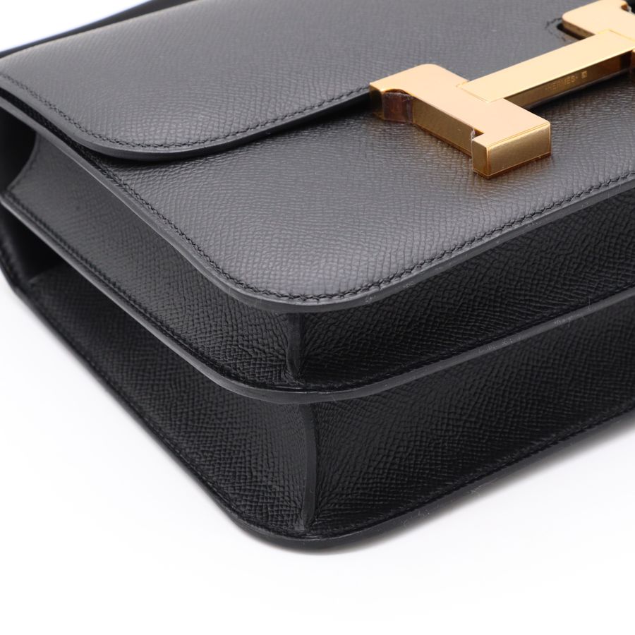Hermès 愛馬仕 Constance 24 康康24 黑色 玫瑰金扣 Epsom牛皮 肩背包 斜背包 D刻-5