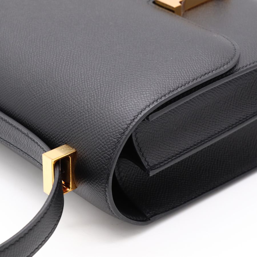 Hermès 愛馬仕 Constance 24 康康24 黑色 玫瑰金扣 Epsom牛皮 肩背包 斜背包 D刻-10