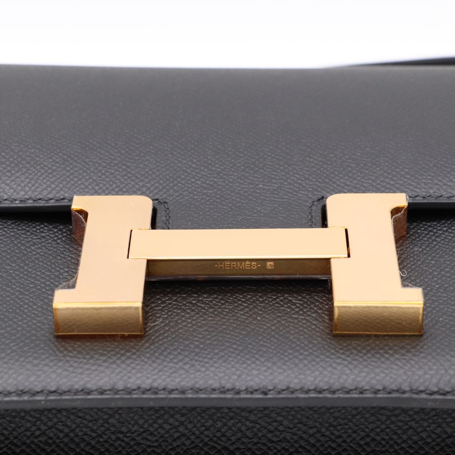 Hermès 愛馬仕 Constance 24 康康24 黑色 玫瑰金扣 Epsom牛皮 肩背包 斜背包 D刻-16