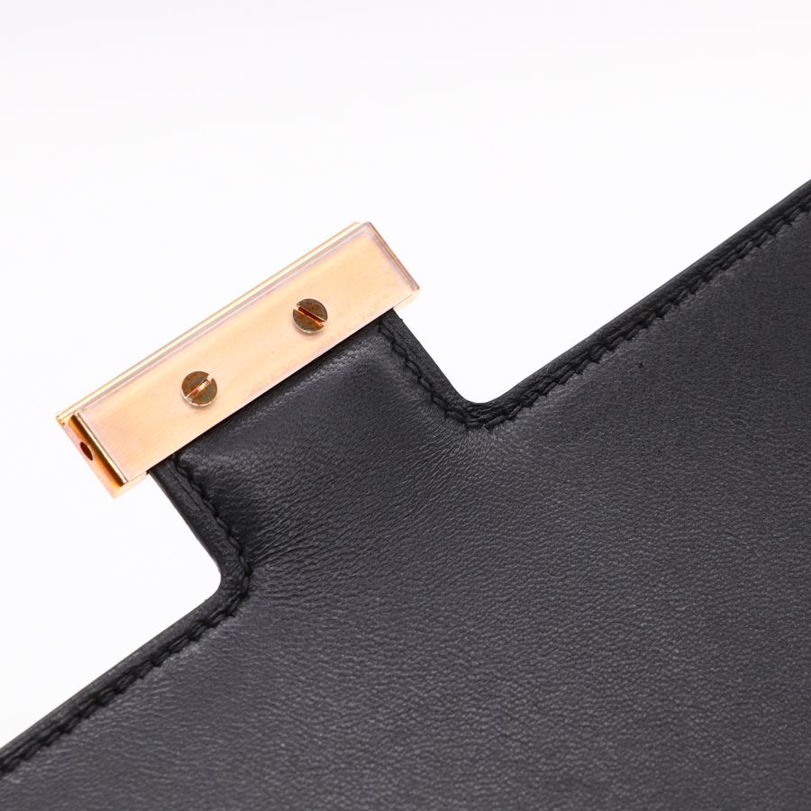 Hermès 愛馬仕 Constance 24 康康24 黑色 玫瑰金扣 Epsom牛皮 肩背包 斜背包 D刻-19