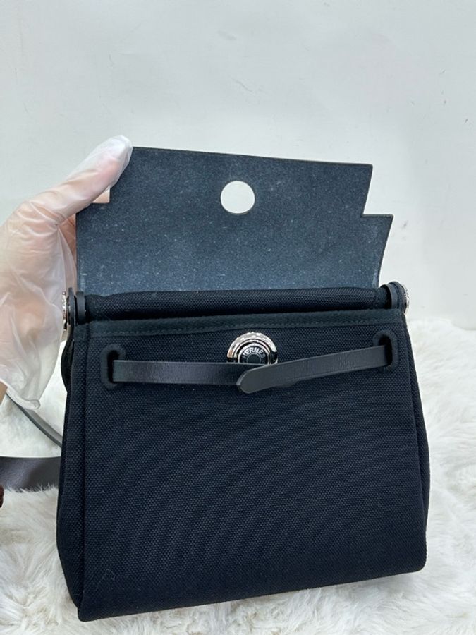 Hermes愛馬仕mini herbag 黑色 K刻 有購證-7