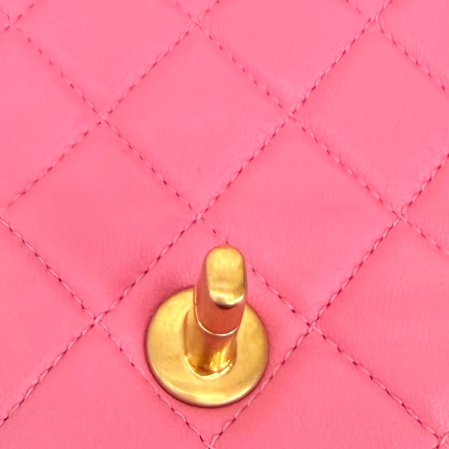 Chanel 芭比粉羊皮金球菱格紋mini20-37