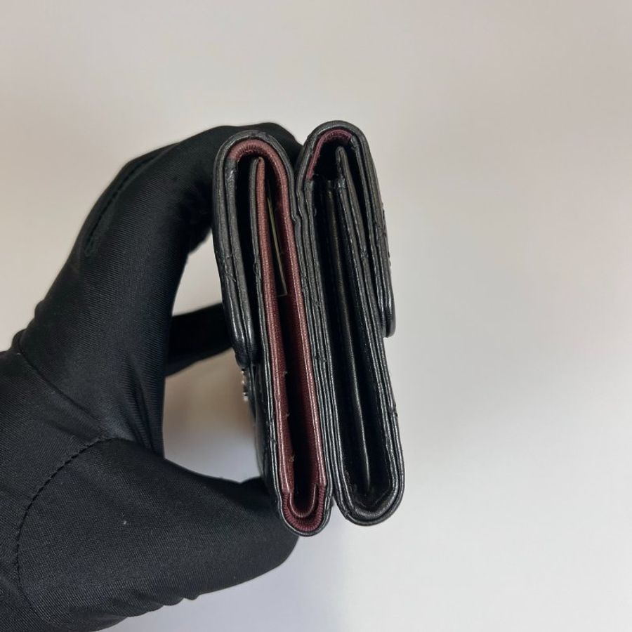 CHANEL CF雙面三折短夾黑 保卡款11開-2