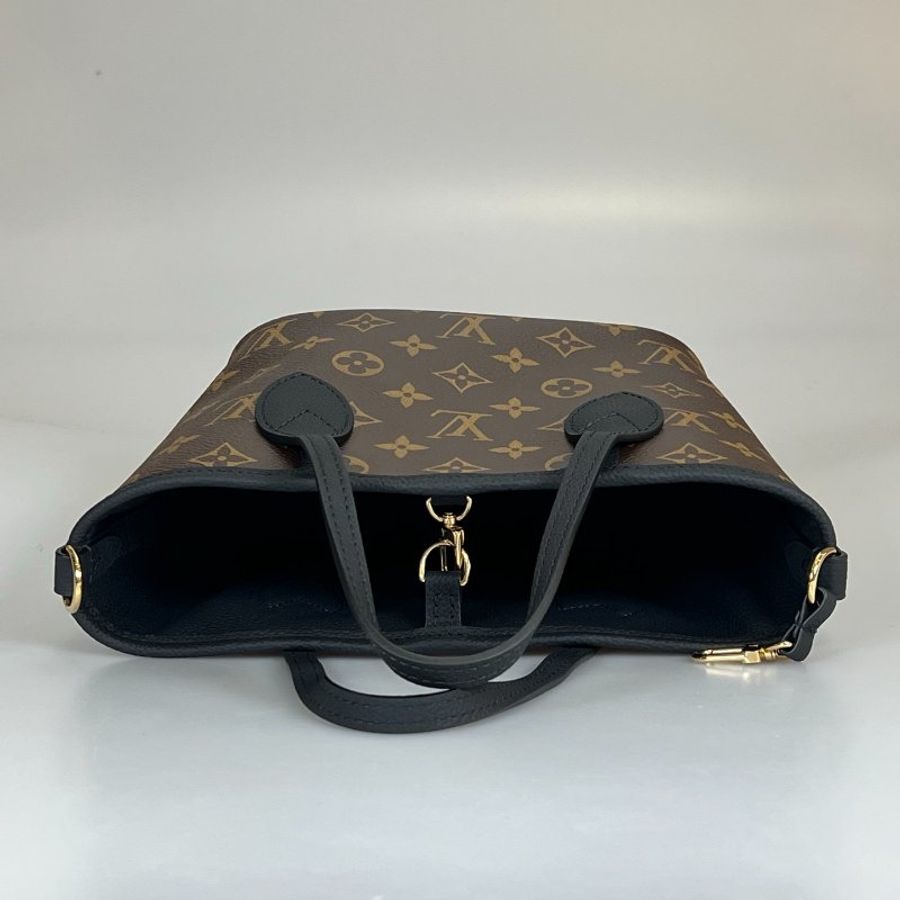 LV M28347 黑拚老花雙面Neverfull MM 托特包-5