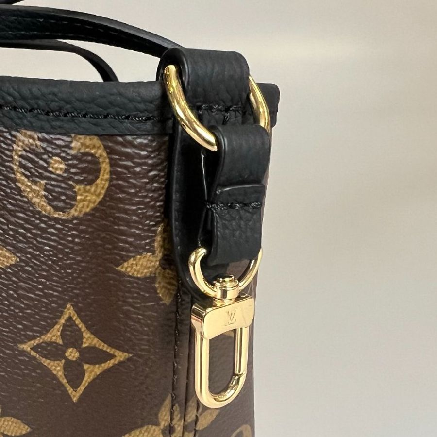 LV M28347 黑拚老花雙面Neverfull MM 托特包-11