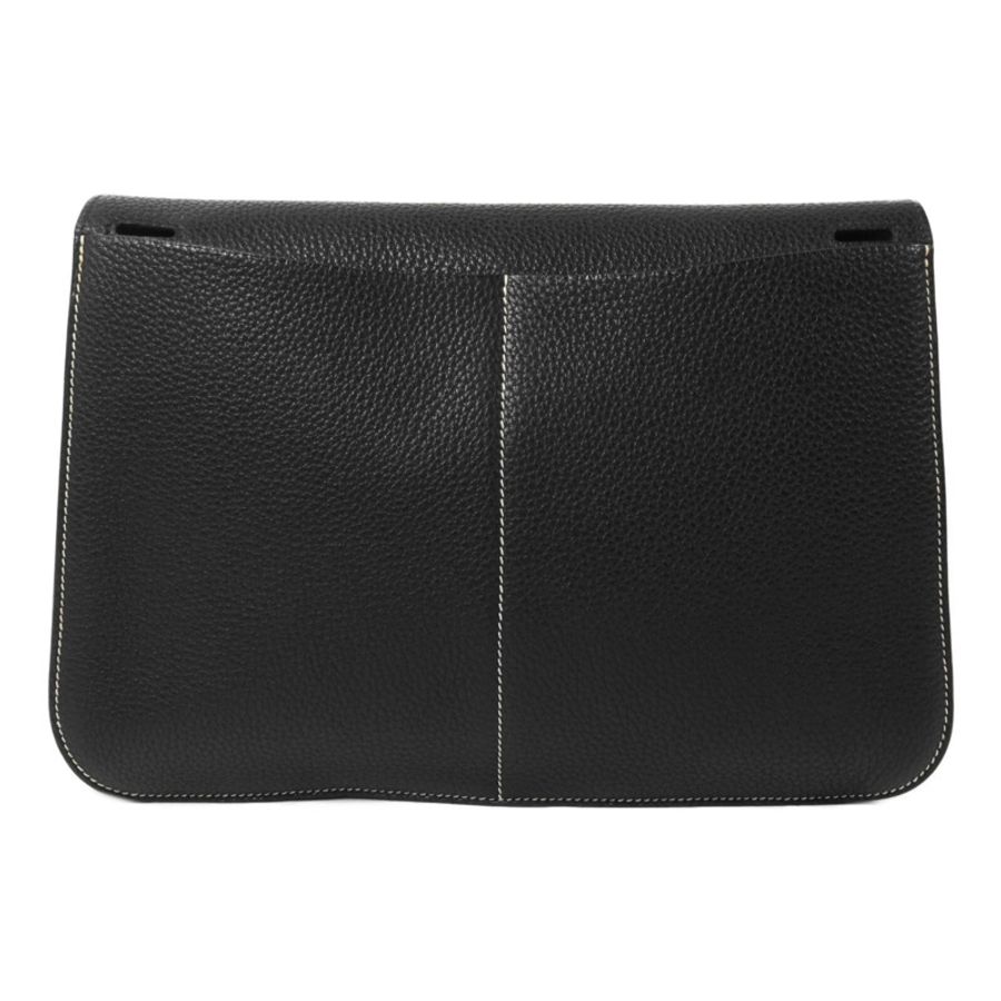 HERMES Clemence皮革Halzan 31手挽肩背兩用袋Noir-1