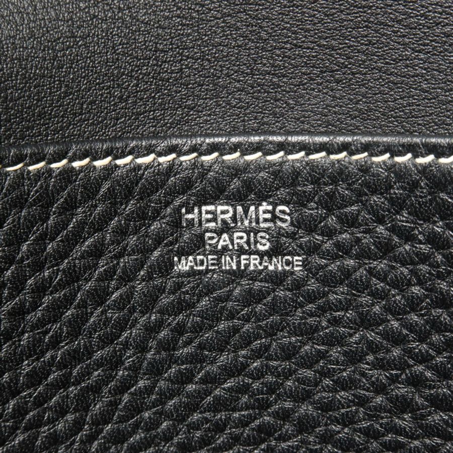 HERMES Clemence皮革Halzan 31手挽肩背兩用袋Noir-5
