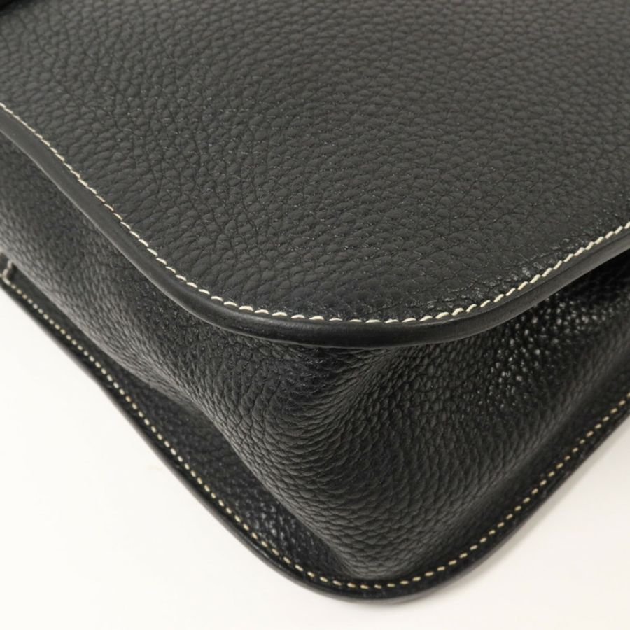 HERMES Clemence皮革Halzan 31手挽肩背兩用袋Noir-10
