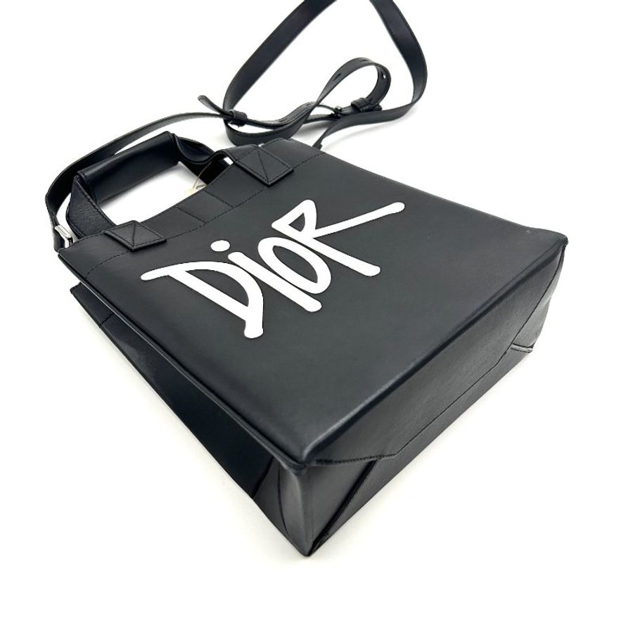 DIOR 黑色銀扣白色Iogo字母 手提琴譜包 21*25*10 98新配件塵袋-3