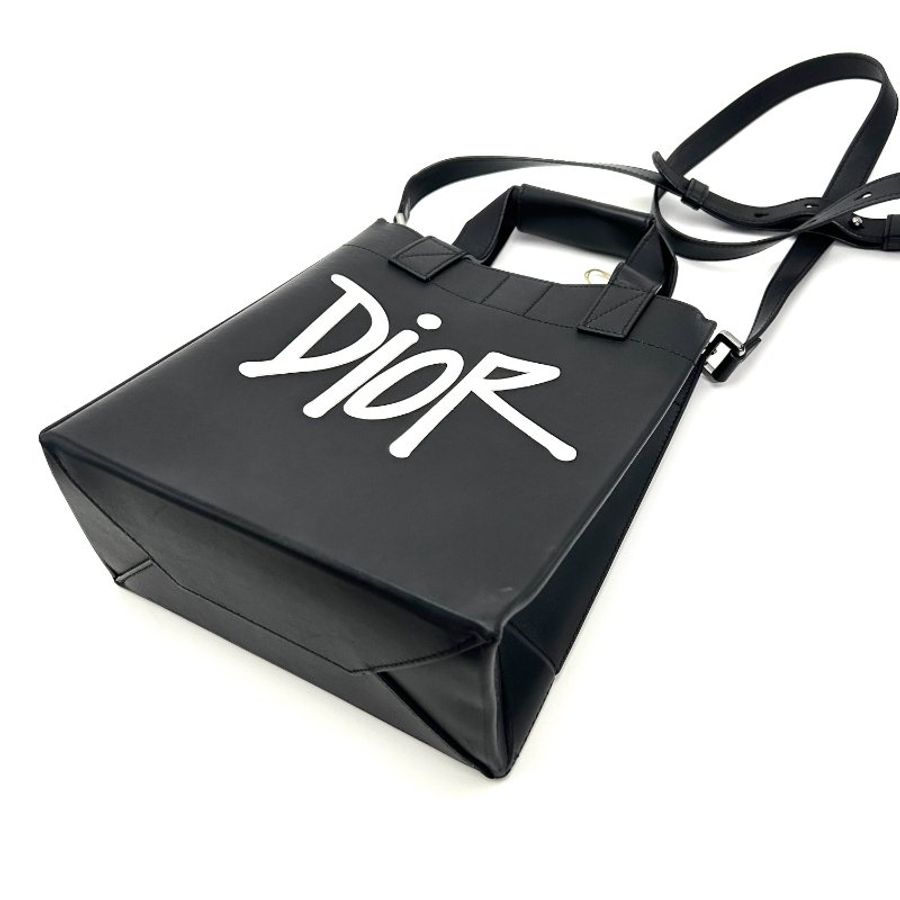 DIOR 黑色銀扣白色Iogo字母 手提琴譜包 21*25*10 98新配件塵袋-4