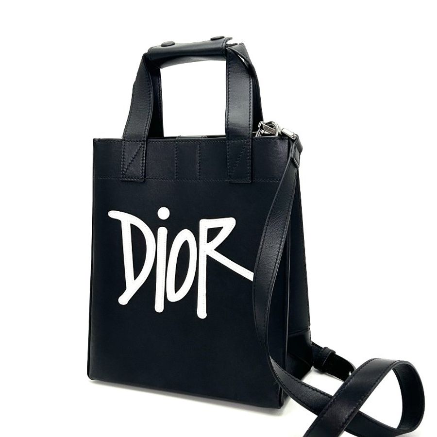 DIOR 黑色銀扣白色Iogo字母 手提琴譜包 21*25*10 98新配件塵袋-5