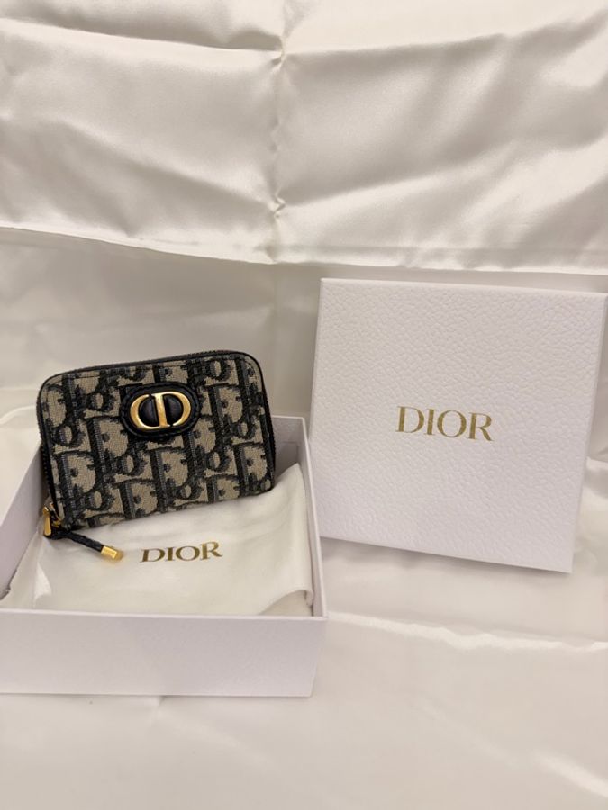 Dior 藍緹花拉鏈零錢包-0