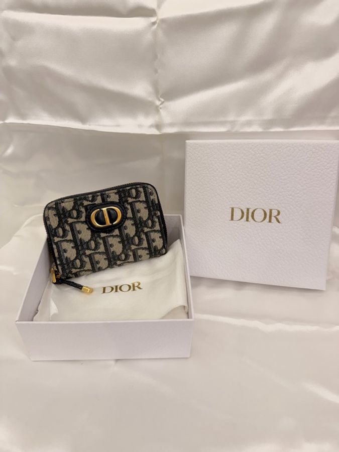 Dior 藍緹花拉鏈零錢包-1
