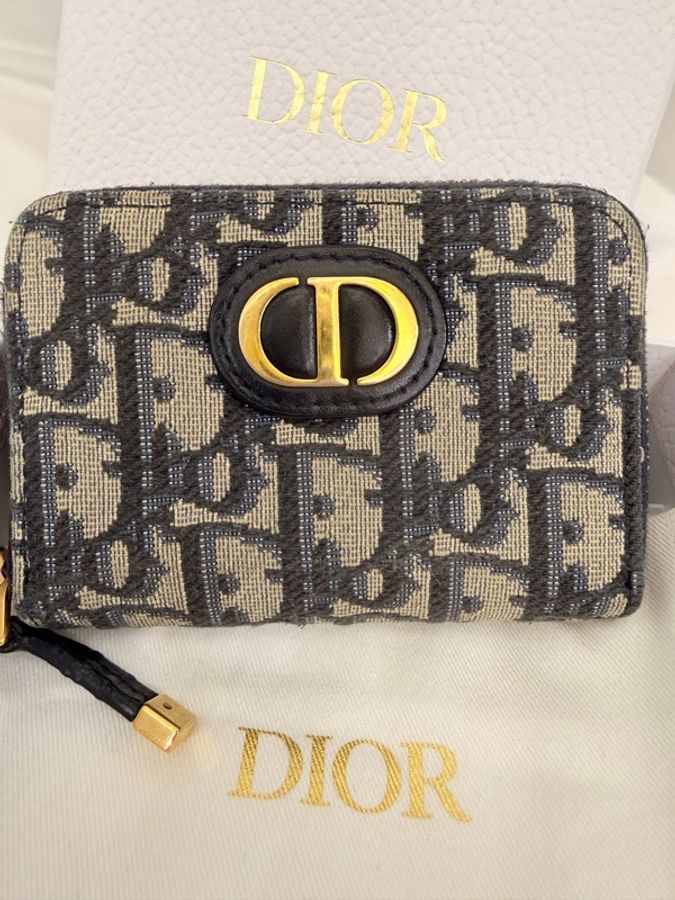 Dior 藍緹花拉鏈零錢包-2