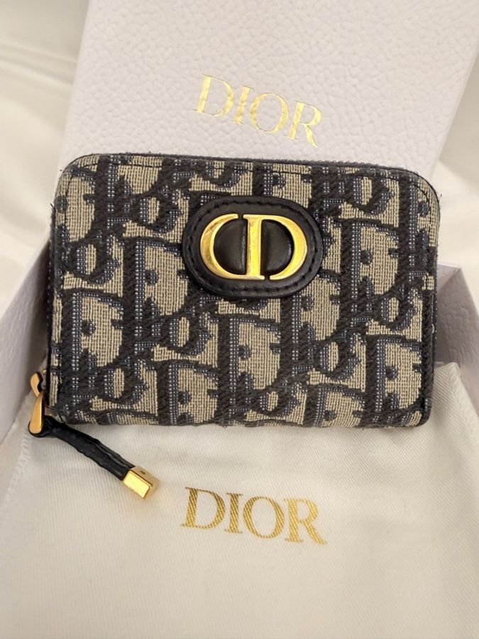 Dior 藍緹花拉鏈零錢包-4