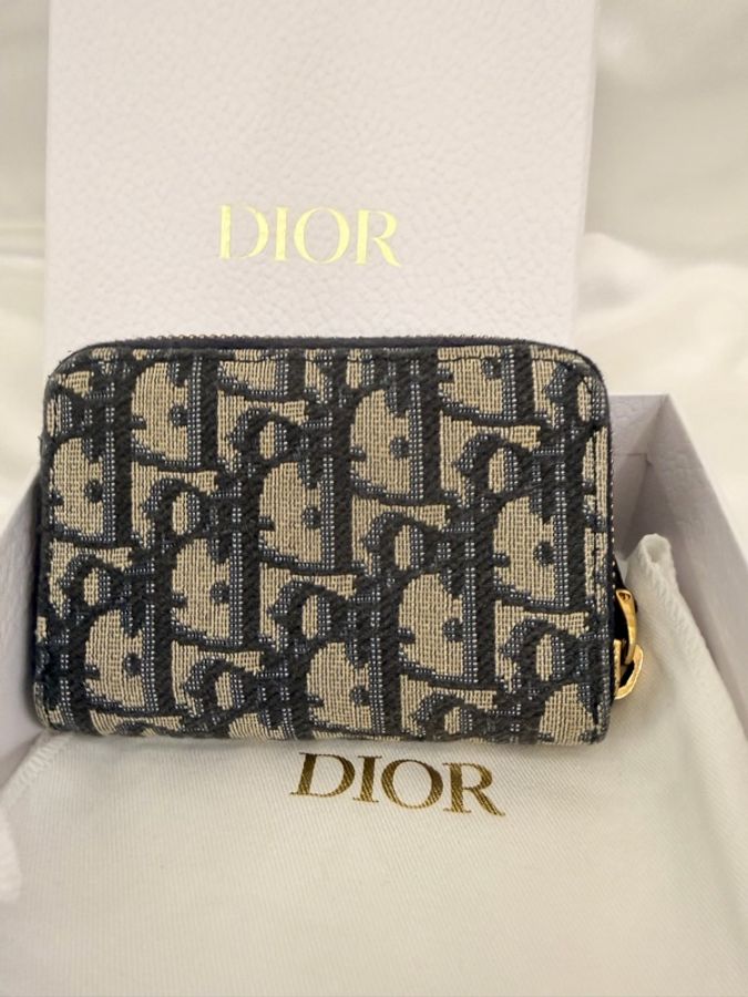 Dior 藍緹花拉鏈零錢包-5