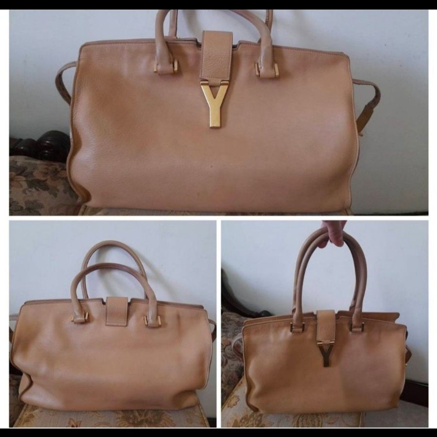 Yves Saint Laurent
正版絕版 法式奶茶棕 全真牛皮 超實用容量大 有倉庫折舊 手提 肩背包 無任何附件 請看商品敘述-0
