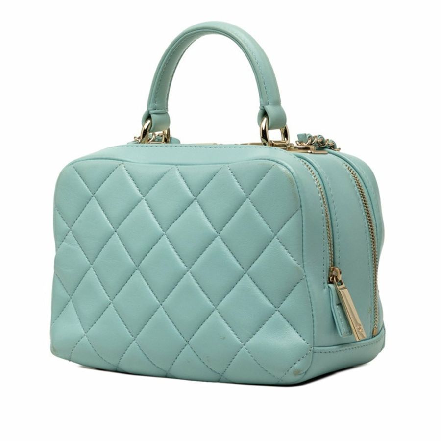 香奈兒 Coco Mark Trendy CC Matelassé 手提包/單肩包 A92238 淺藍色金色羊皮女士 CHANEL-1