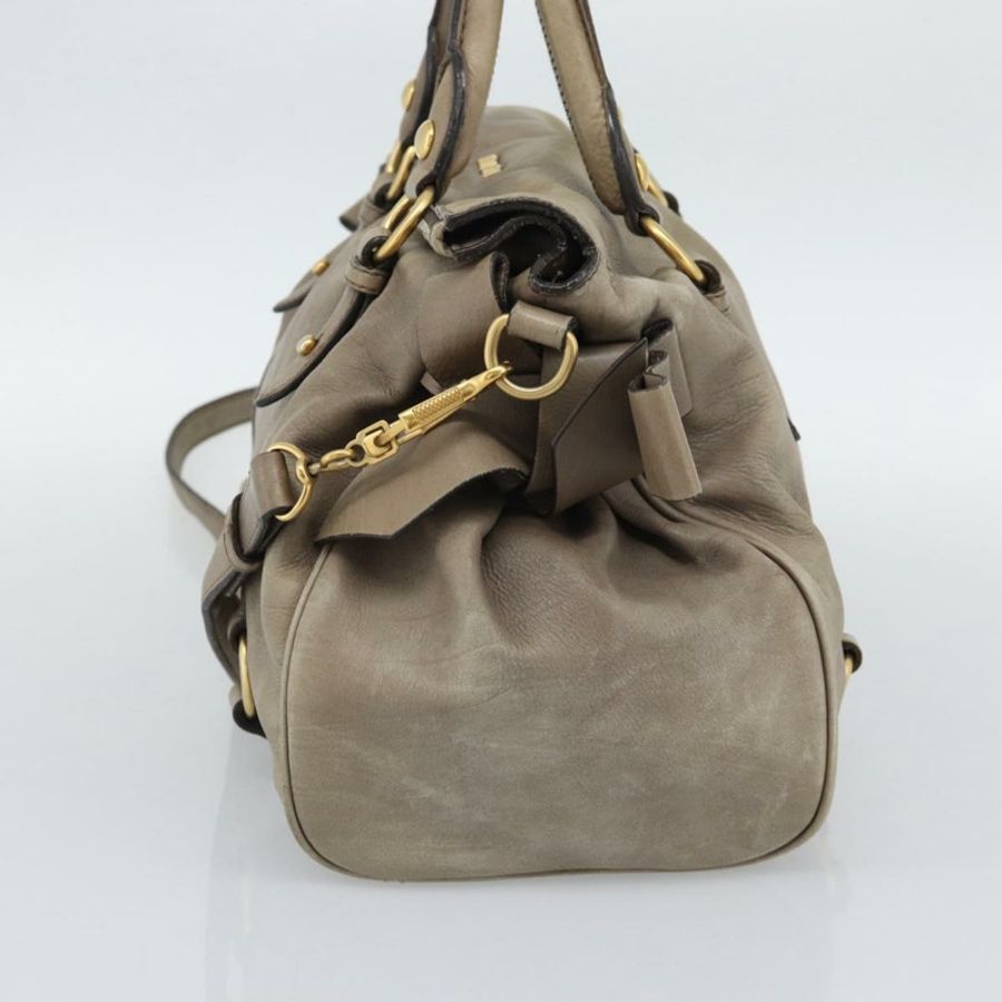 【日本直送】Miu Miu 手提包 皮革 兩用 棕色 金色 正品 194733V-3