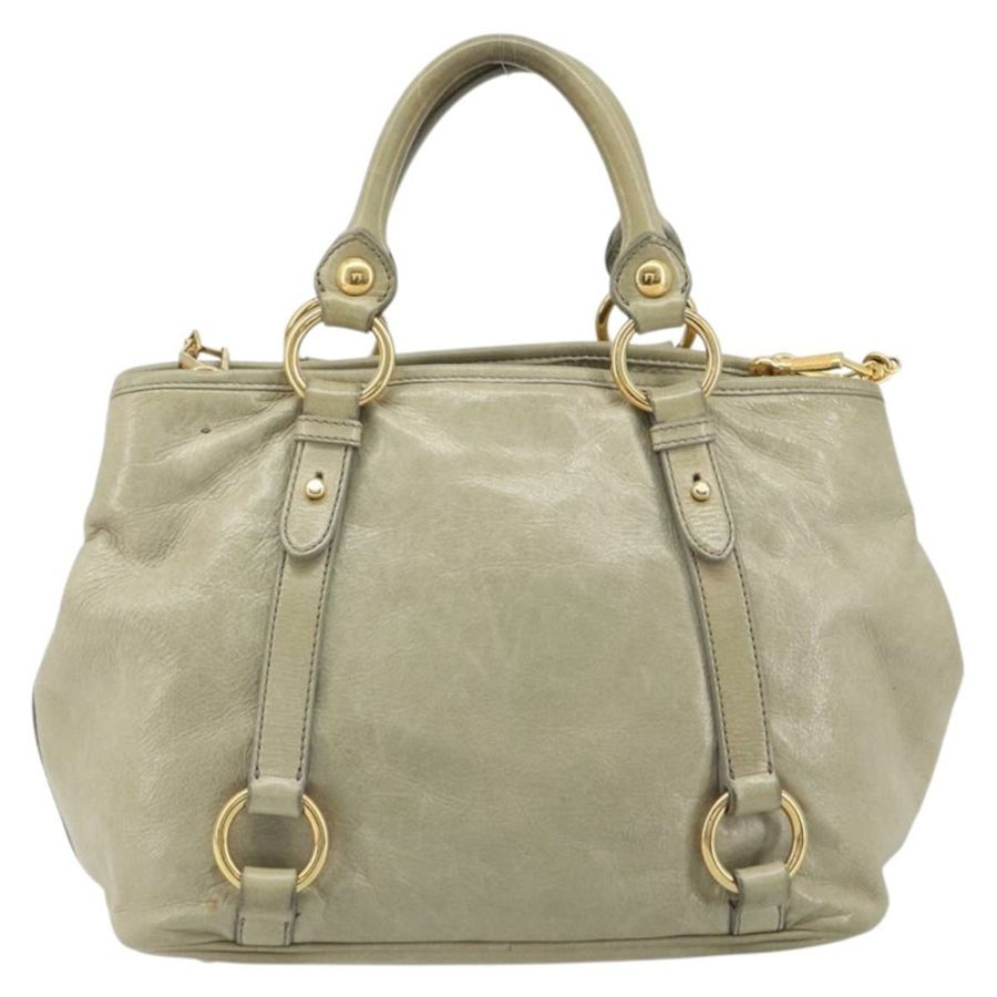 【日本直送】Miu Miu 手提包 皮革 兩用 米色 金色 正品 194764V-1