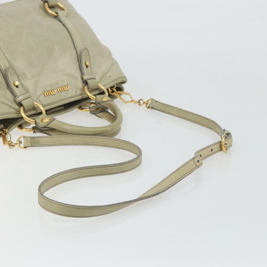 【日本直送】Miu Miu 手提包 皮革 兩用 米色 金色 正品 194764V-8