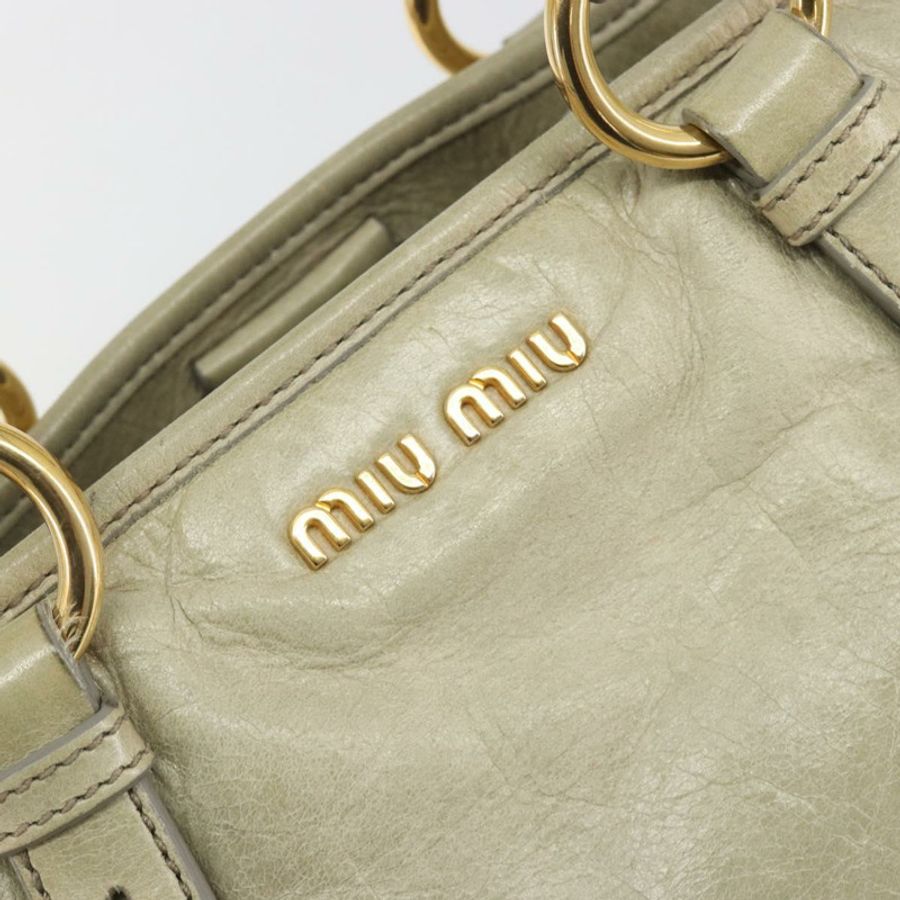 【日本直送】Miu Miu 手提包 皮革 兩用 米色 金色 正品 194764V-18
