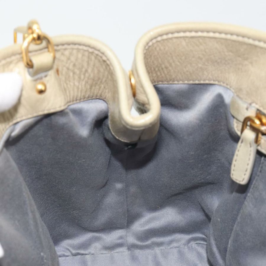 【日本直送】Miu Miu 手提包 皮革 兩用 米色 金色 正品 194764V-21