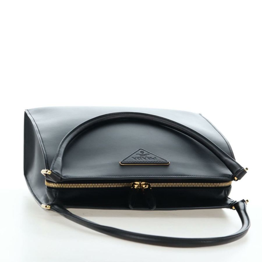 【日本直送】PRADA 黑色金色皮革肩背包,正品 190350V-6