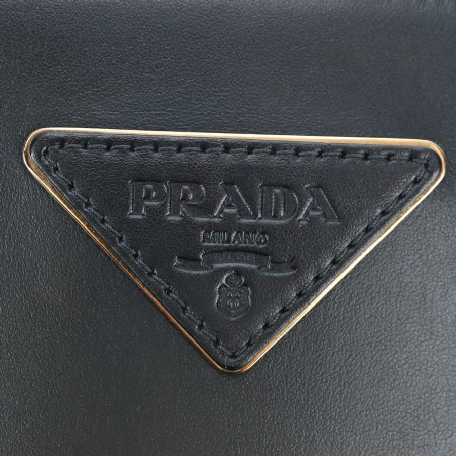 【日本直送】PRADA 黑色金色皮革肩背包,正品 190350V-18