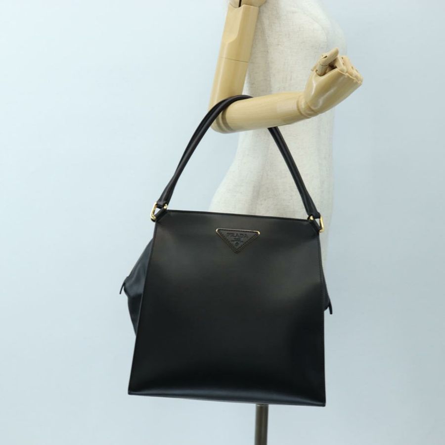 【日本直送】PRADA 黑色金色皮革肩背包,正品 190350V-26