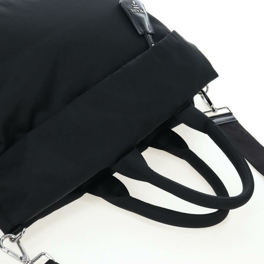 【日本直送】PRADA 雙面手袋 尼龍材質 2way 黑色 銀色 Auth 192253V-5