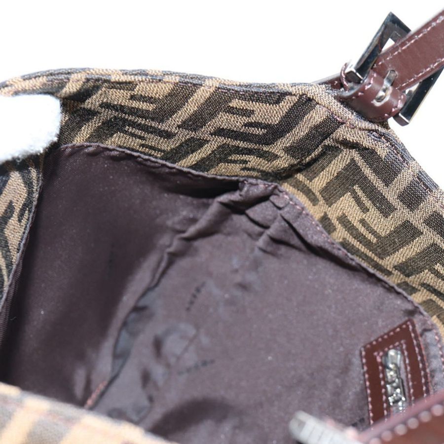 【日本直送】FENDI Zucca帆布Mamma Baguette單肩包 棕色/黑色 正品 am12058V-20