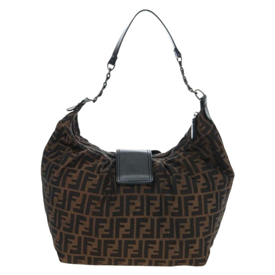 【日本直送】FENDI Zucca帆布鏈單肩包 黑色棕色 正品 187655V-1