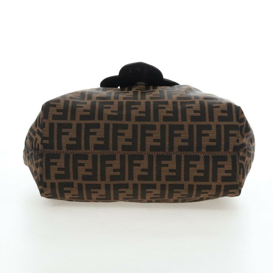 【日本直送】FENDI Zucca帆布鏈單肩包 黑色棕色 正品 187655V-4