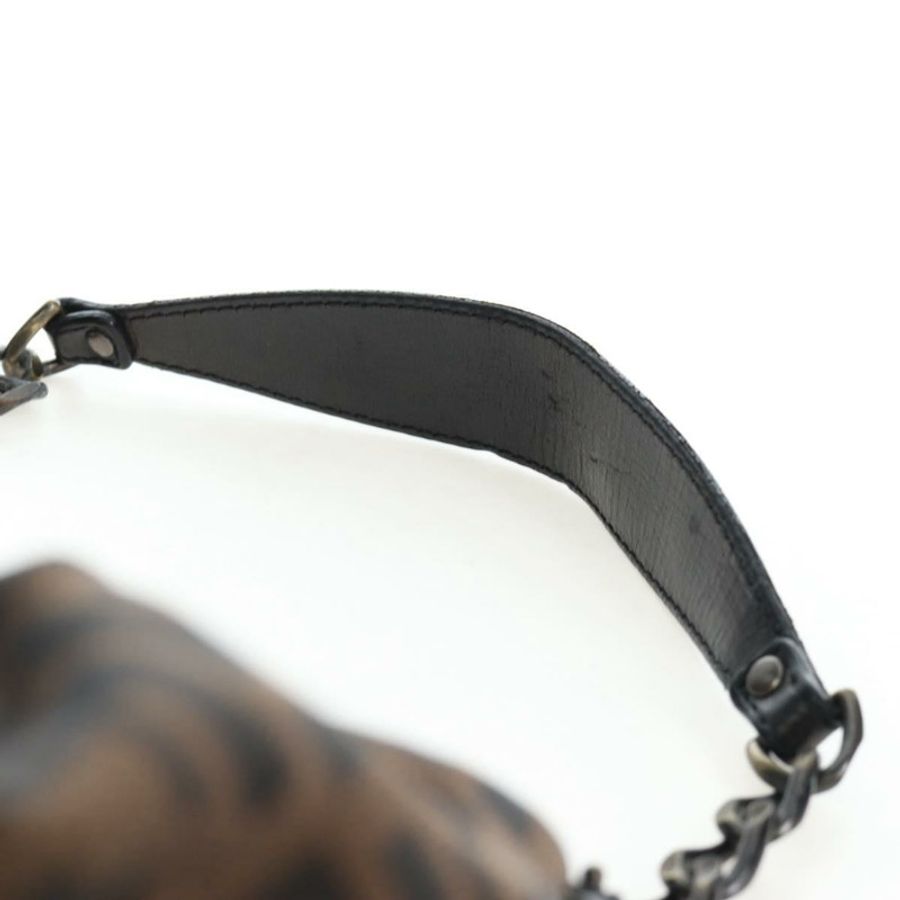 【日本直送】FENDI Zucca帆布鏈單肩包 黑色棕色 正品 187655V-13