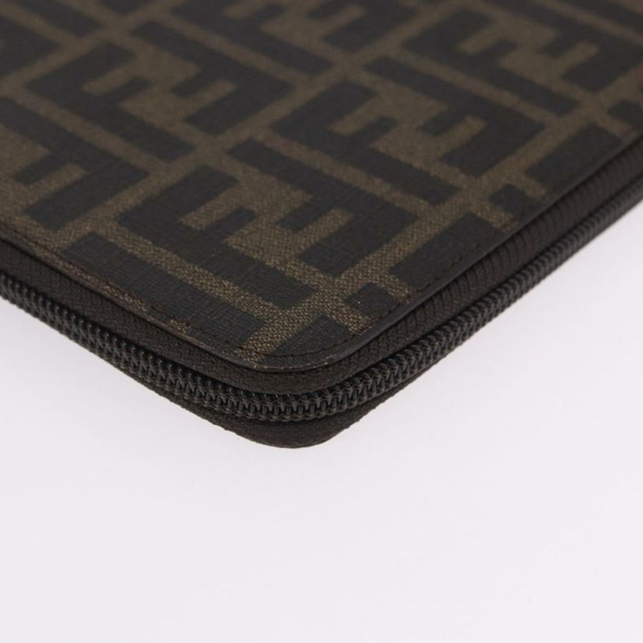 【日本直送】FENDI Zucca帆布檔案包 PVC棕色銀色 正品 191966V-6