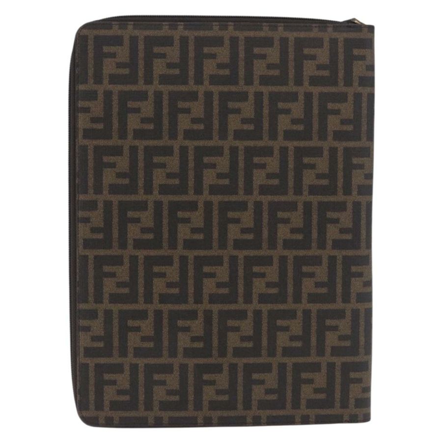 【日本直送】FENDI Zucca帆布檔案包 PVC棕色銀色 正品 191966V-12