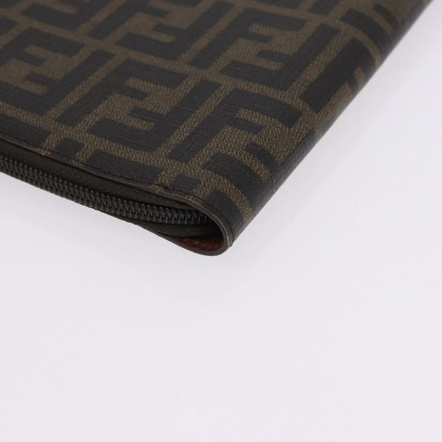 【日本直送】FENDI Zucca帆布檔案包 PVC棕色銀色 正品 191966V-13