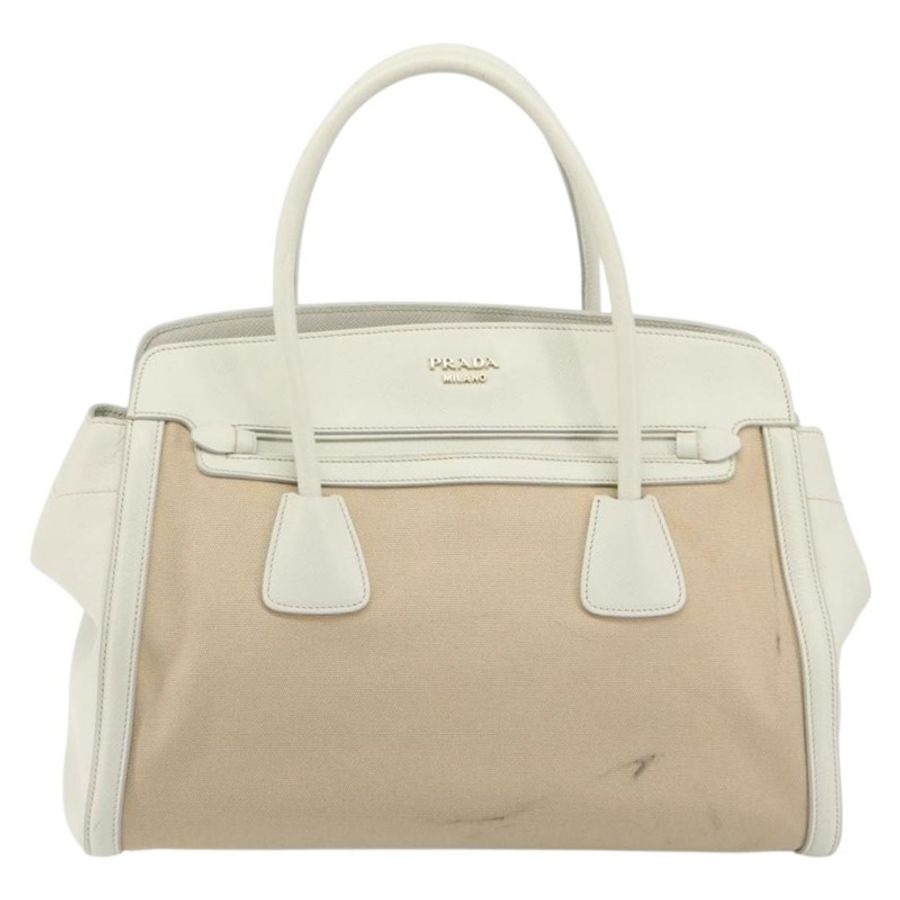 【日本直送】PRADA 手提包 帆布 米色 金色 正品 192530A-12