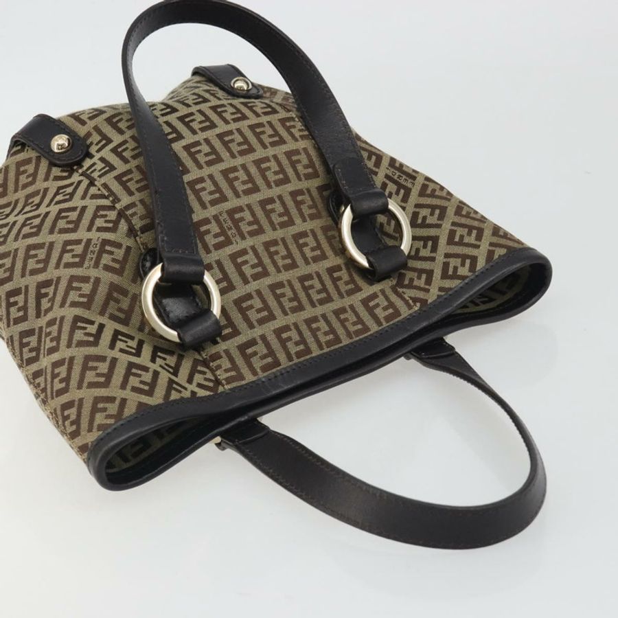 【日本直送】FENDI Zucchino帆布手提包 米色 金色 正品 192524A-5
