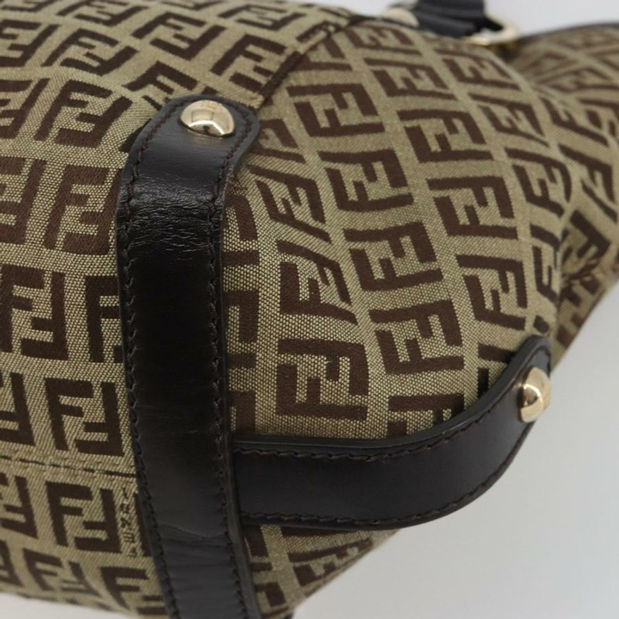 【日本直送】FENDI Zucchino帆布手提包 米色 金色 正品 192524A-8