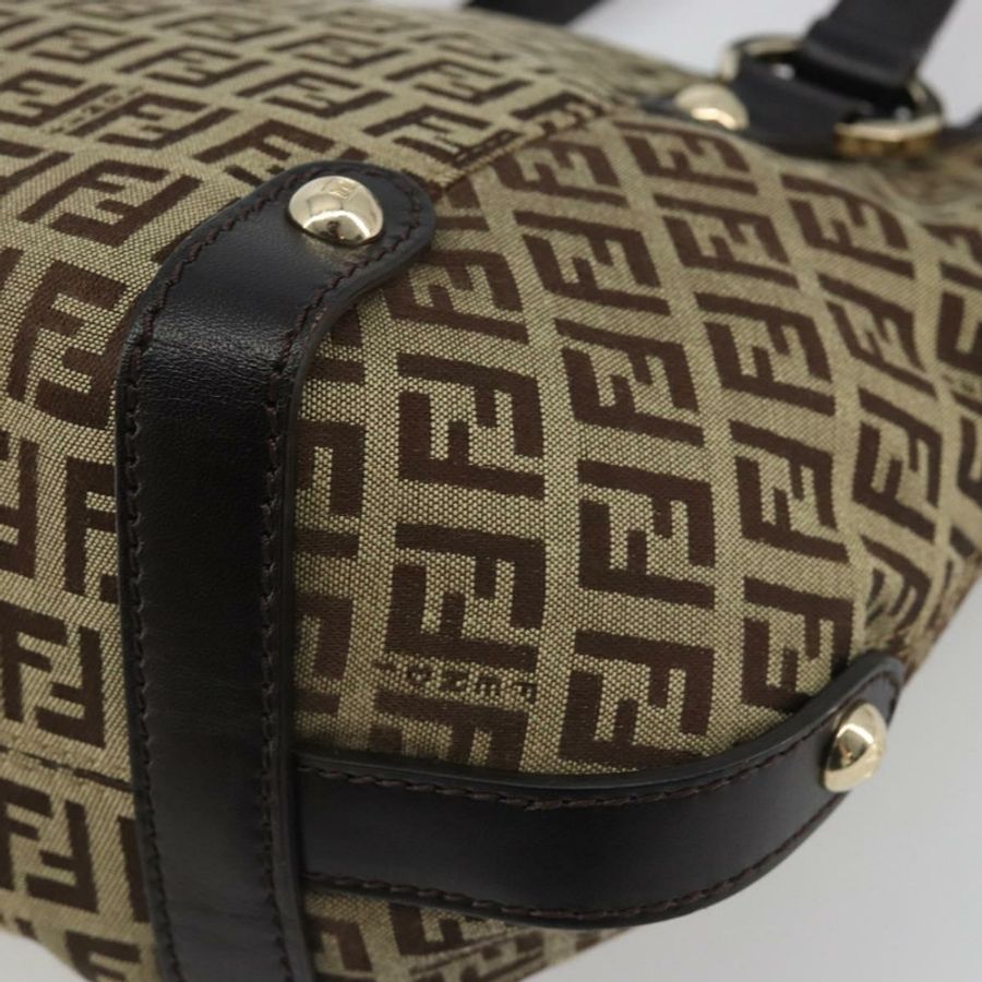 【日本直送】FENDI Zucchino帆布手提包 米色 金色 正品 192524A-14