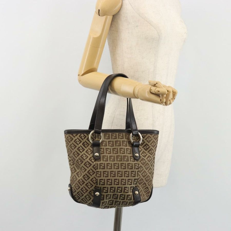【日本直送】FENDI Zucchino帆布手提包 米色 金色 正品 192524A-21