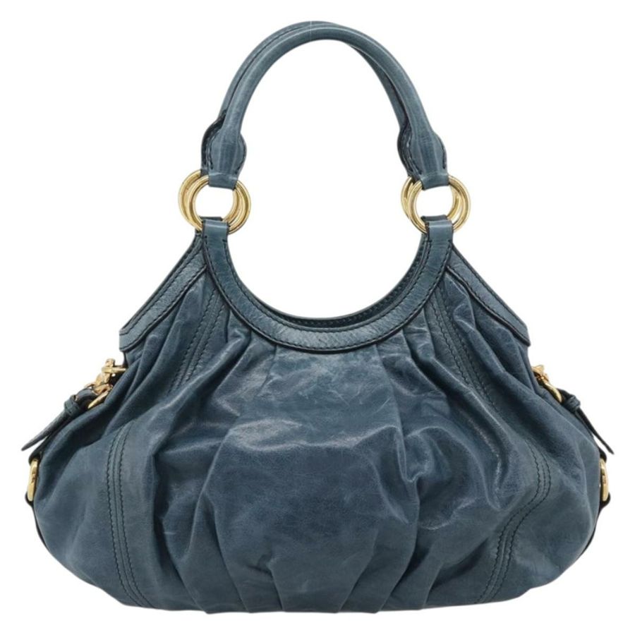 【日本直送】Miu Miu 皮革雙肩包,海軍藍/金色,正品 195286M-1