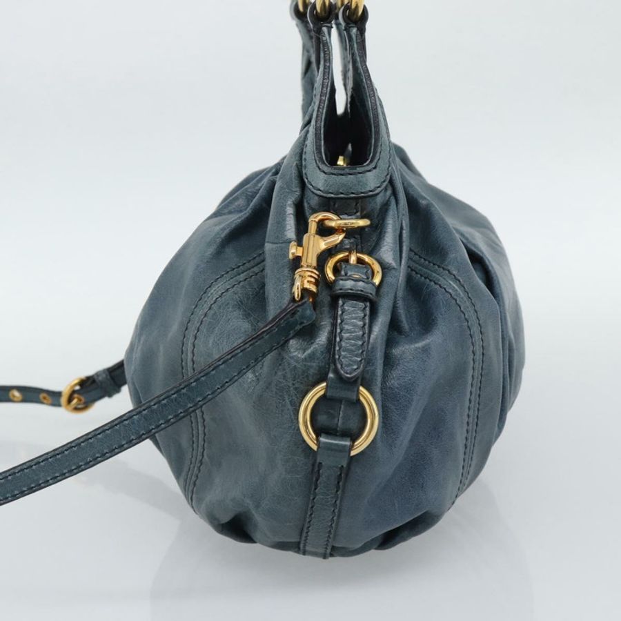 【日本直送】Miu Miu 皮革雙肩包,海軍藍/金色,正品 195286M-3