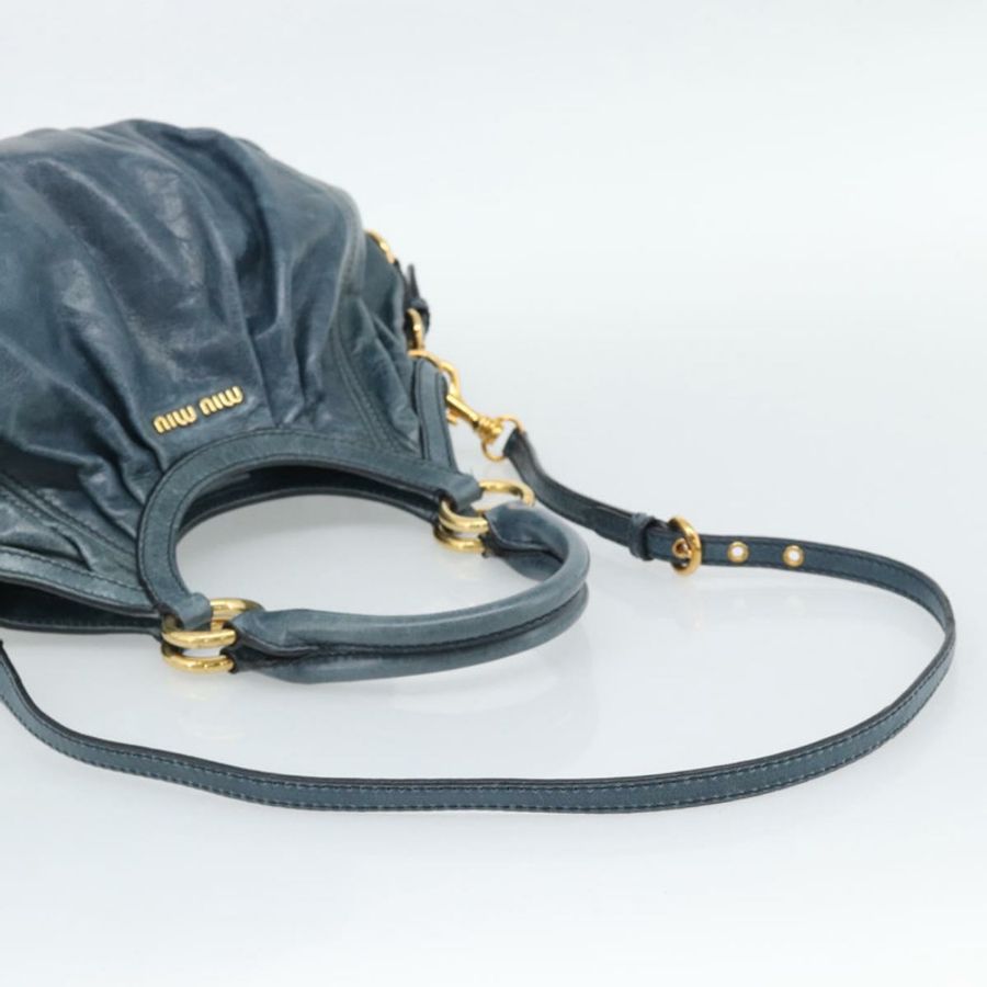 【日本直送】Miu Miu 皮革雙肩包,海軍藍/金色,正品 195286M-7
