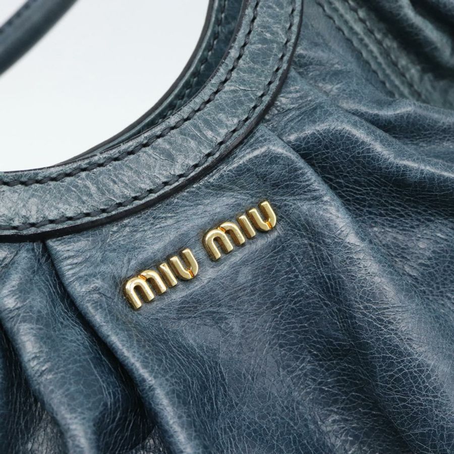 【日本直送】Miu Miu 皮革雙肩包,海軍藍/金色,正品 195286M-18