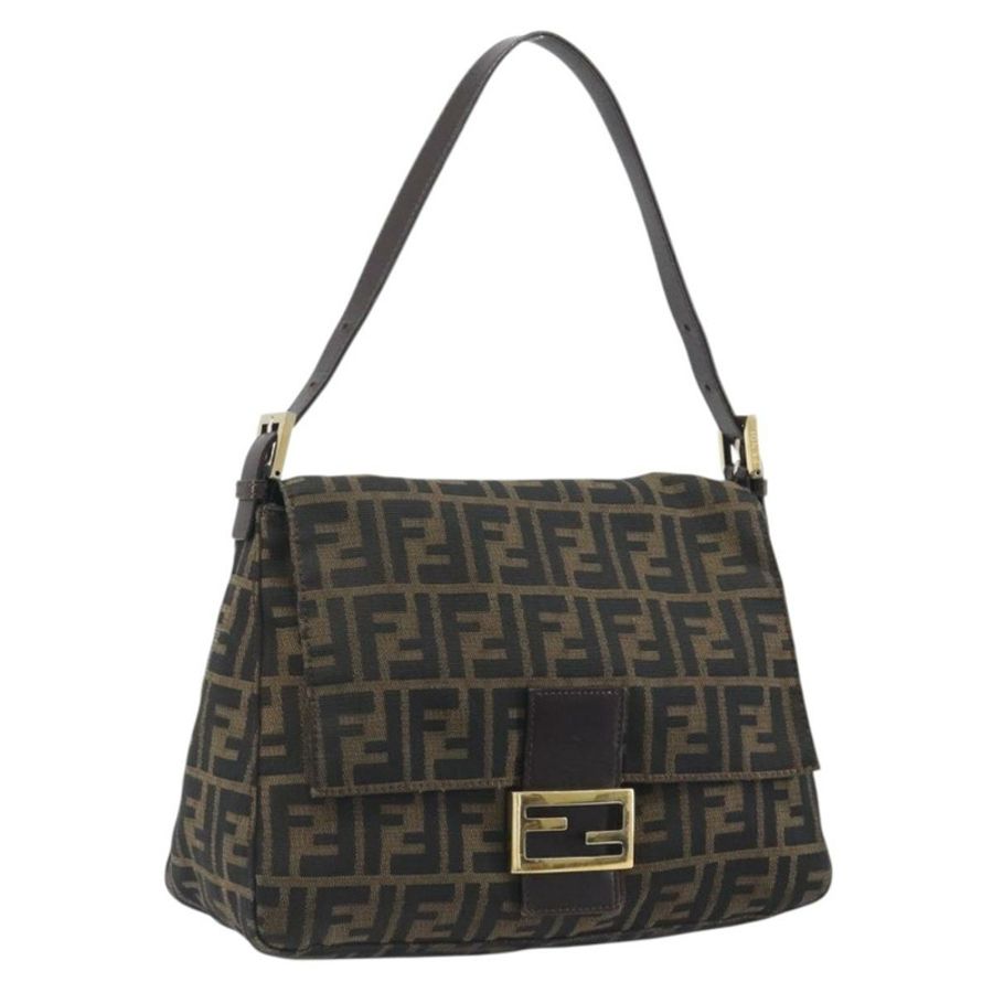【日本直送】FENDI Zucca帆布Mamma Baguette單肩包 棕色/黑色 正品 193423V-0